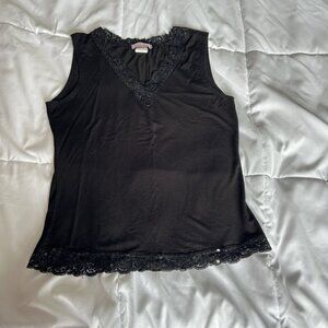 Vintage Vol 1 Womens Petite Medium M Black Sequins Baby Doll Cami Tank Top Y2K